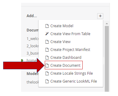 Creating a document in Looker