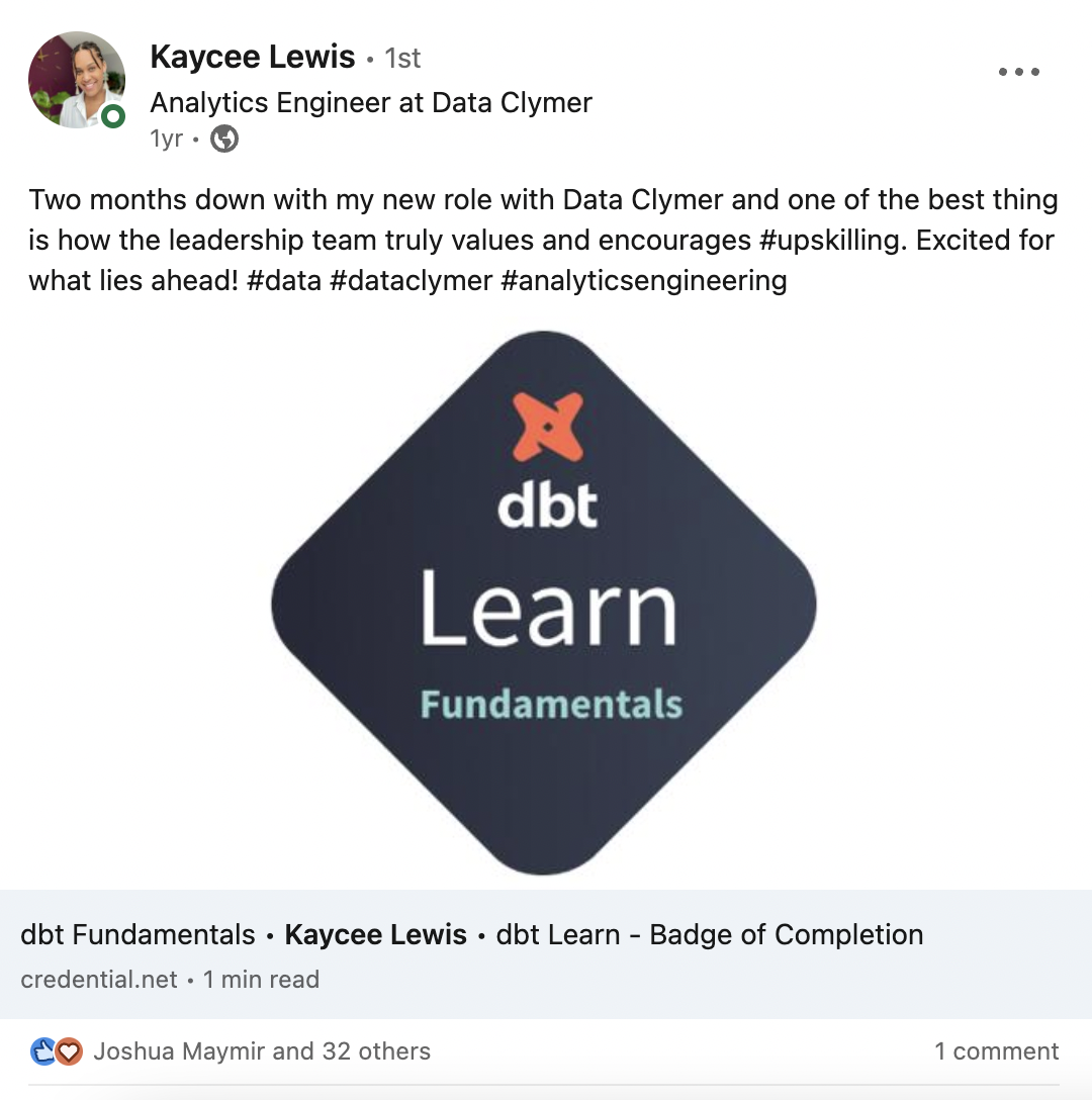 dbt Learn Fundamentals, Kaycee Lewis, Data Clymer