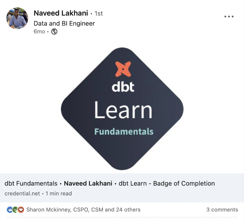 dbt Learn Fundamentals Certification